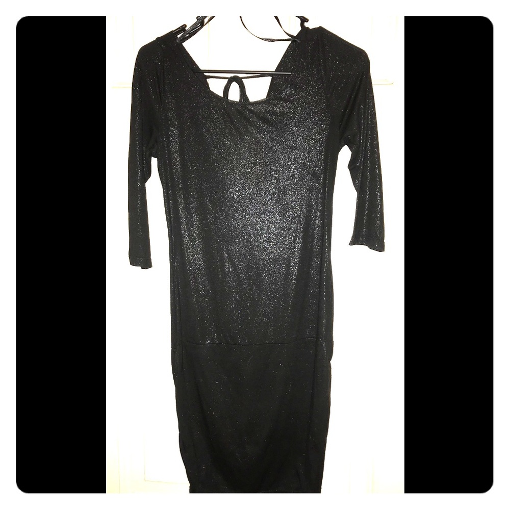 LUX Black Scoop Back Jersey Dress